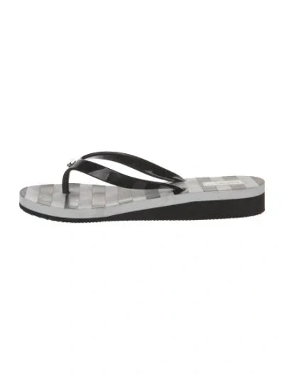 Pre-owned Kate Spade Rubber Striped Flip Flops In Black