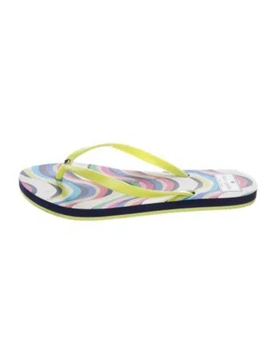 Pre-owned Kate Spade Rubber Striped Flip Flops In Blue
