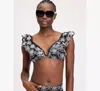 Kate Spade Ruffle Eyelet Bikini Top In Black