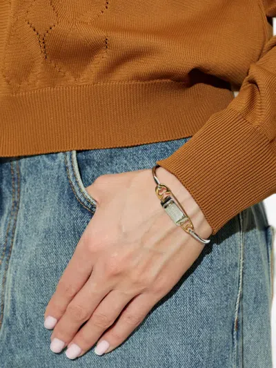 Kate Spade Safety-pin Engraved-logo Bracelet In Gold