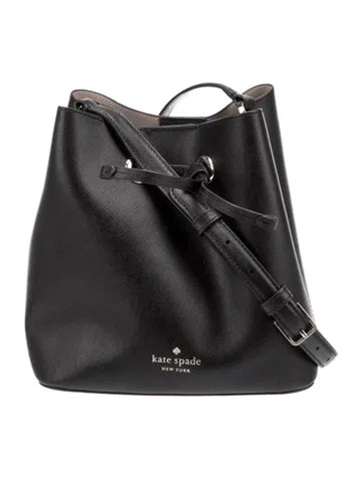 Pre-owned Kate Spade Saffiano Leather Bucket Bag In Black