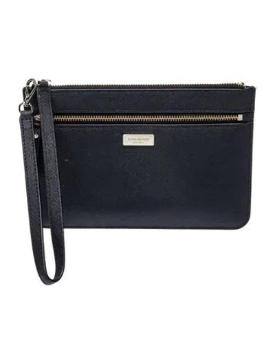 Pre-owned Kate Spade Saffiano Leather Clutch In Black