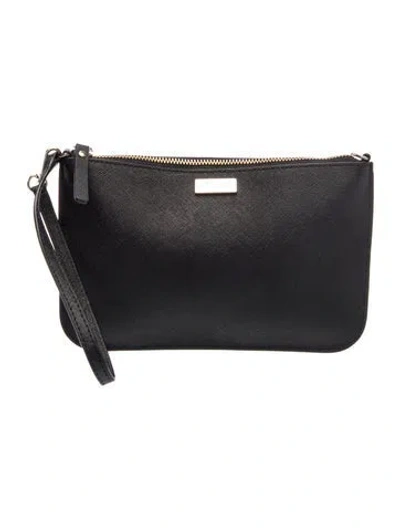 Pre-owned Kate Spade Saffiano Leather Clutch In Black