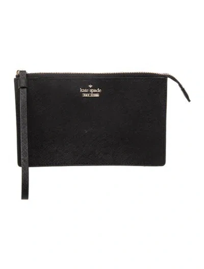 Pre-owned Kate Spade Saffiano Leather Clutch In Black