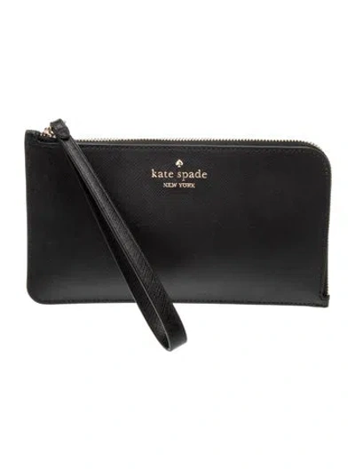 Pre-owned Kate Spade Saffiano Leather Clutch In Black