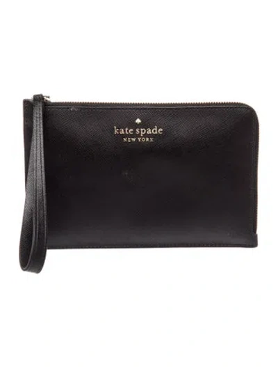Pre-owned Kate Spade Saffiano Leather Clutch In Black
