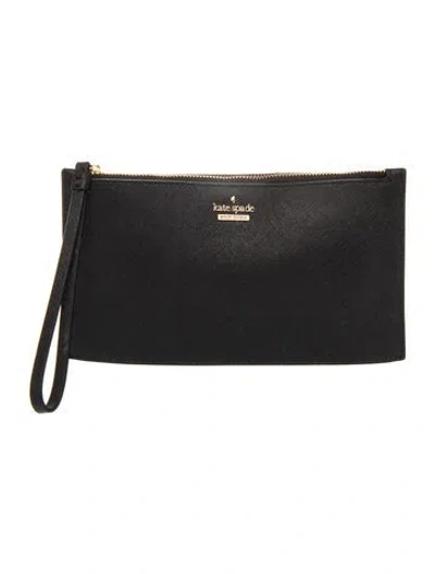 Pre-owned Kate Spade Saffiano Leather Clutch In Black