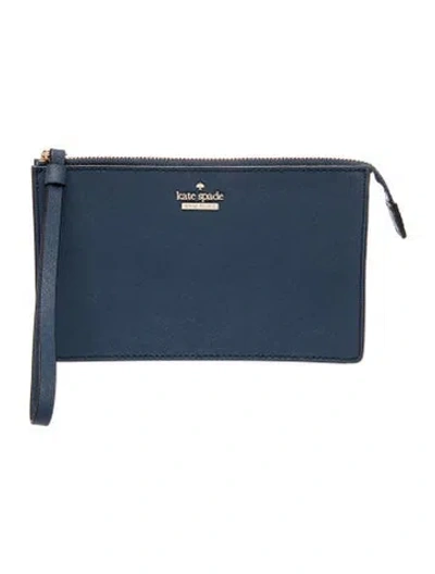 Pre-owned Kate Spade Saffiano Leather Clutch In Blue