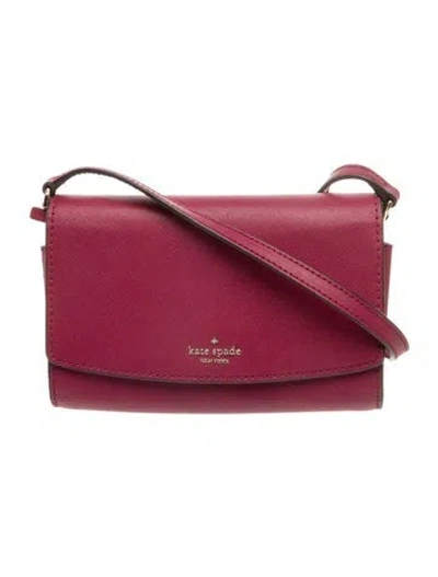 Pre-owned Kate Spade Saffiano Leather Crossbody Bag In Burgundy