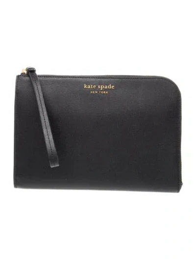 Pre-owned Kate Spade Saffiano Leather Portfolio In Black