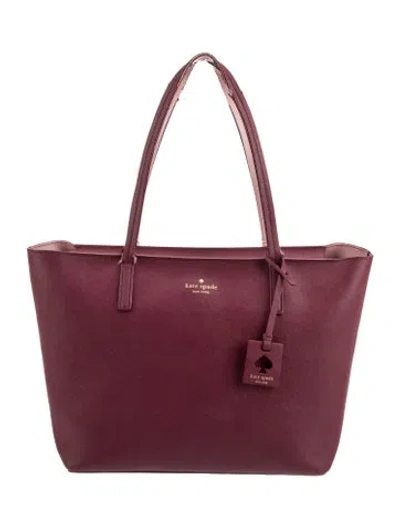 Pre-owned Kate Spade Saffiano Leather Tote In Burgundy