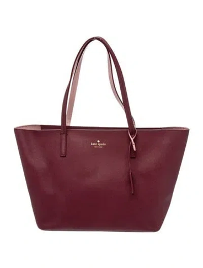 Pre-owned Kate Spade Saffiano Leather Tote In Burgundy