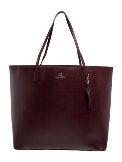 Pre-owned Kate Spade Saffiano Leather Tote In Burgundy