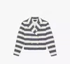 Kate Spade Sailor Stripe Tweed Moto Jacket In Planetary Navy/cream