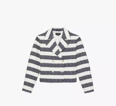Kate Spade Sailor Stripe Tweed Moto Jacket In Planetary Navy/cream