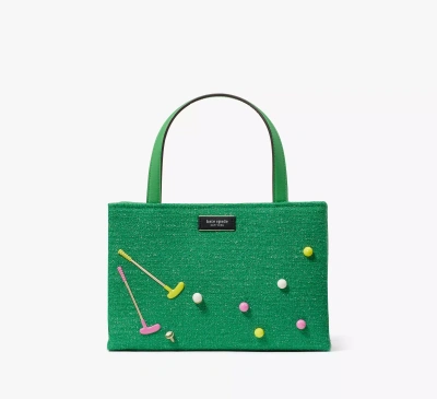 Kate Spade Sam Icon Astroturf Fabric Small Tote In Green