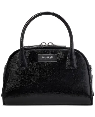 Kate Spade Sam Icon Shiny Saffiano Leather Mini Duffle In Black