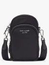 Kate Spade Sam Ksnyl Nylon North South Phone Crossbody In Black
