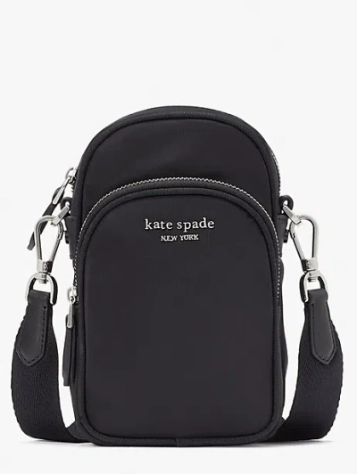 Kate Spade Sam Ksnyl Nylon North South Phone Crossbody In Black
