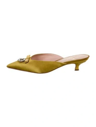 Pre-owned Kate Spade Satin Bow Accents Mules In Yellow