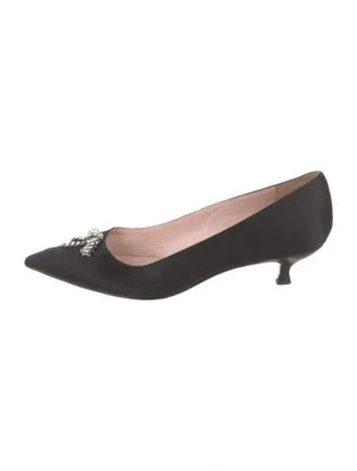 Pre-owned Kate Spade Satin Bow Accents Pumps In Black