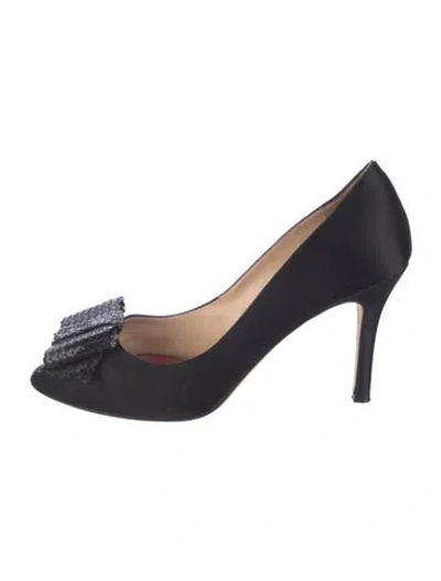 Pre-owned Kate Spade Satin Bow Accents Pumps In Black