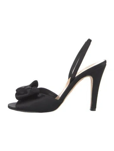 Pre-owned Kate Spade Satin Bow Accents Slingback Pumps In Black