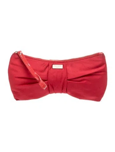 Pre-owned Kate Spade Satin Clutch In Red