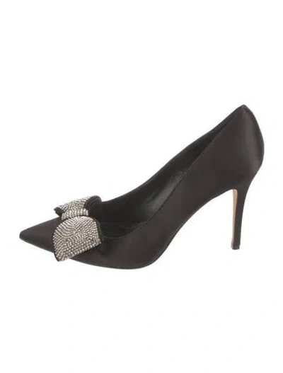 Pre-owned Kate Spade Satin Crystal Embellishments Pumps In Black