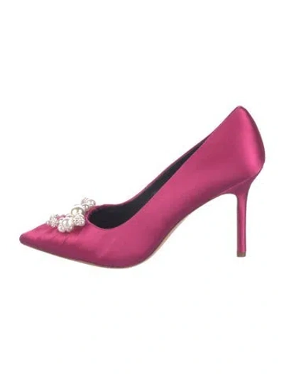 Pre-owned Kate Spade Satin Crystal Embellishments Pumps In Pink