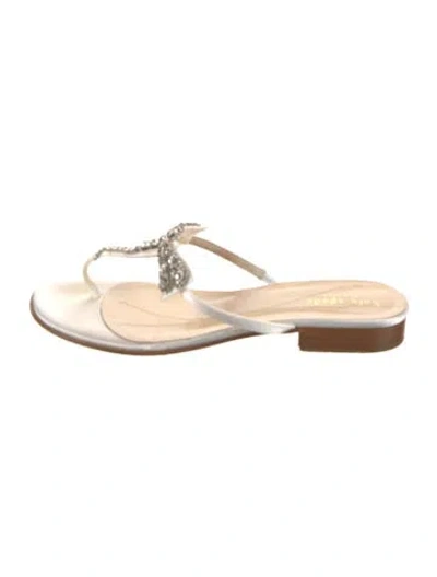 Pre-owned Kate Spade Satin Crystal Embellishments Slides
