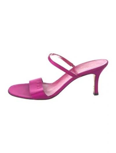 Pre-owned Kate Spade Satin Embroidered Accent Sandals In Pink