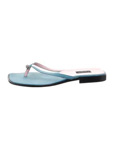 Pre-owned Kate Spade Satin Flip Flops In Blue