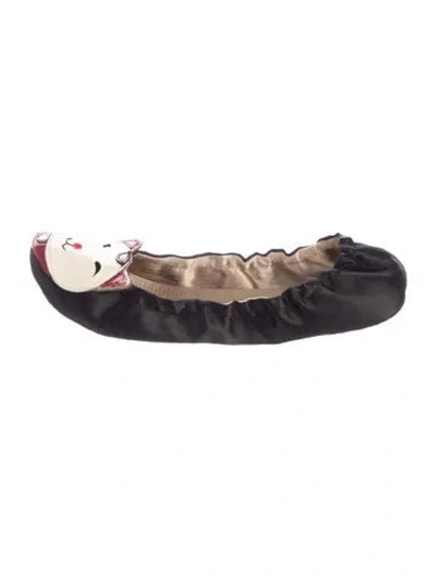 Pre-owned Kate Spade Satin Graphic Print Ballet Flats In Blue