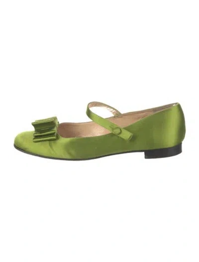 Pre-owned Kate Spade Satin Mary Jane Flats In Green