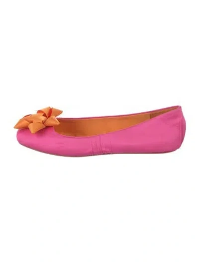 Pre-owned Kate Spade Satin Plaid Print Ballet Flats In Pink