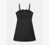 Kate Spade Satin Scallop Mini Dress In Black