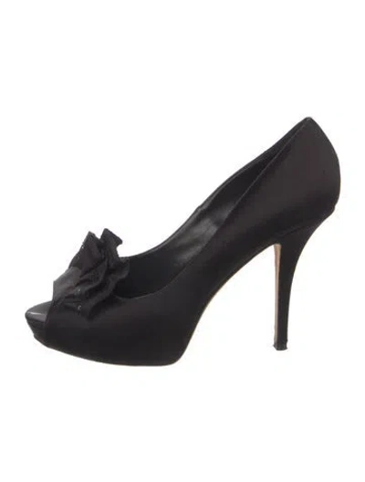 Pre-owned Kate Spade Satin Sequin Embellishments Pumps In Black