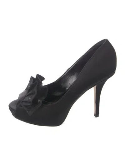 Pre-owned Kate Spade Satin Sequin Embellishments Pumps In Black