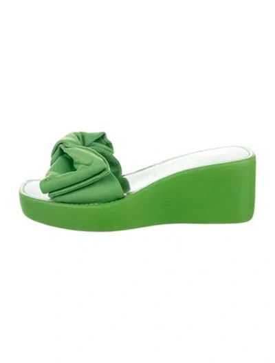 Pre-owned Kate Spade Satin Slides In Green