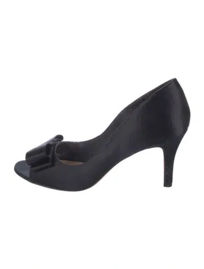 Pre-owned Kate Spade Satin Slingback Sandals In Black