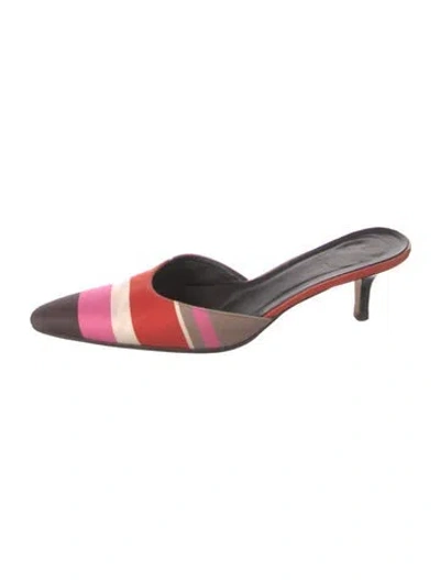 Pre-owned Kate Spade Satin Striped Mules In Pink