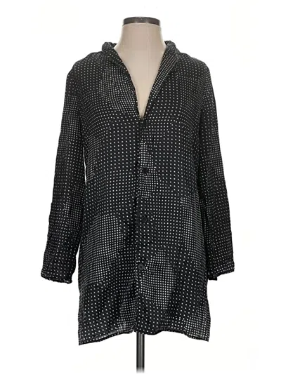 Pre-owned Kate Spade Saturday 3/4 Sleeve Button Down Shirt In Black