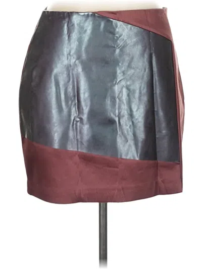 Pre-owned Kate Spade Saturday Faux Leather Skirt In Burgundy
