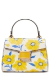KATE SPADE SATURDAY KATY SUNSHINE FLORAL TEXTURED LEATHER TOP HANDLE BAG