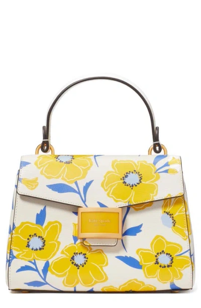 Kate Spade Saturday Katy Sunshine Floral Textured Leather Top Handle Bag In Cream Multi