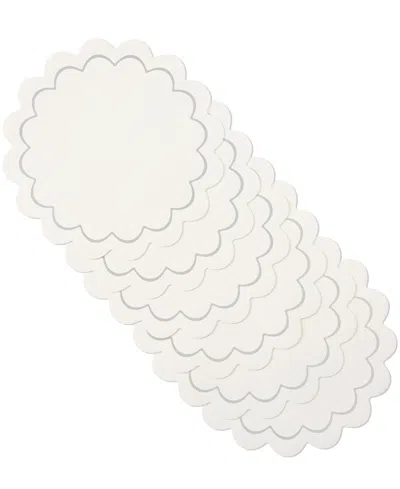 Kate Spade Scallop Edge 15" Round Reversible Placemats, Set Of 6 In White