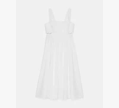 Kate Spade Scallop Open Back Midi Dress In White
