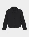 Kate Spade Scalloped Double Crepe Jacket In Black