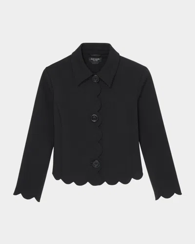 Kate Spade Scalloped Double Crepe Jacket In Black